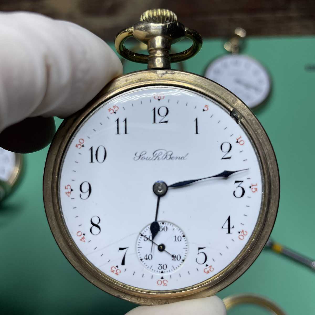 1919 South Bend Watch Grade 227 Dial in pocket watch case