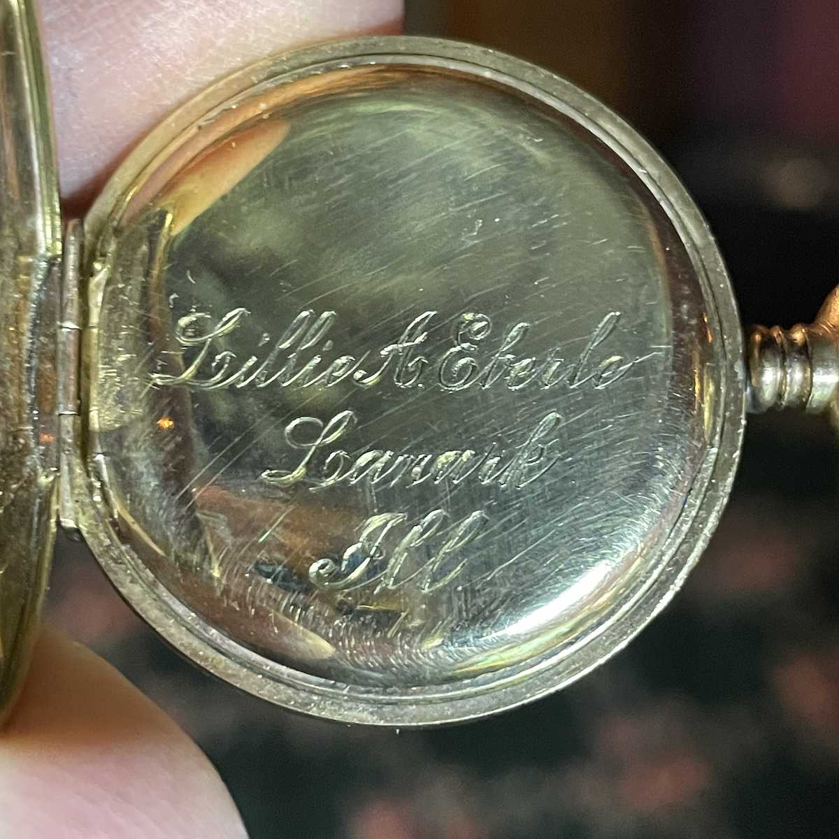 1911 South Bend Watch Grade 110 Inscription on the original pocket watch case