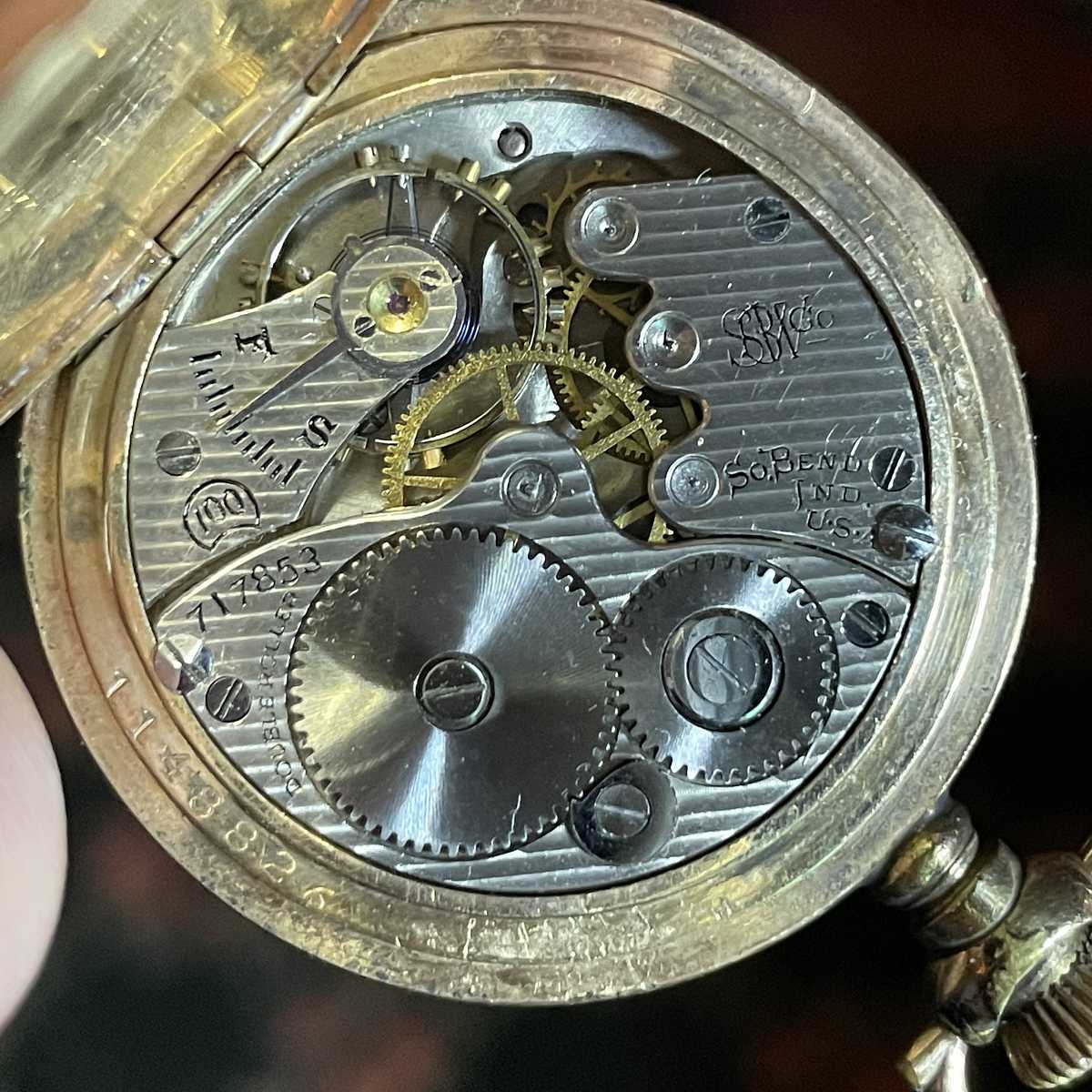 1912 South Bend Watch Grade 100 Movement in pocket watch case