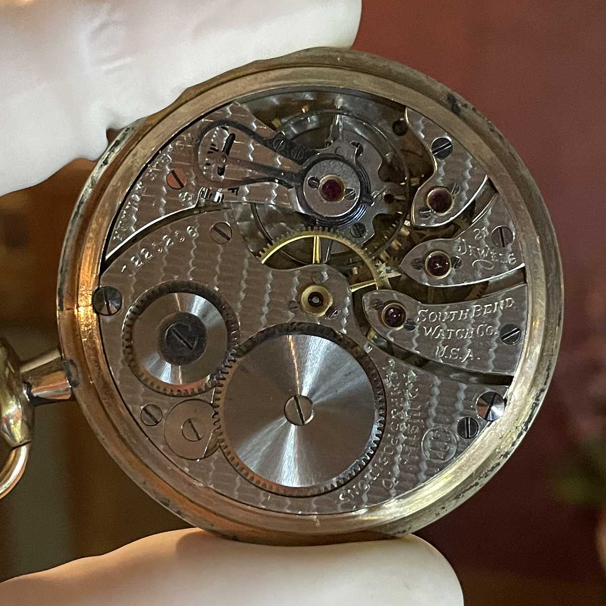 1928 South Bend Watch Grade 227 Movement in pocket watch case