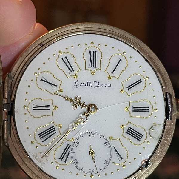 1906 South Bend Watch Grade 280 Cracked and chipped dial