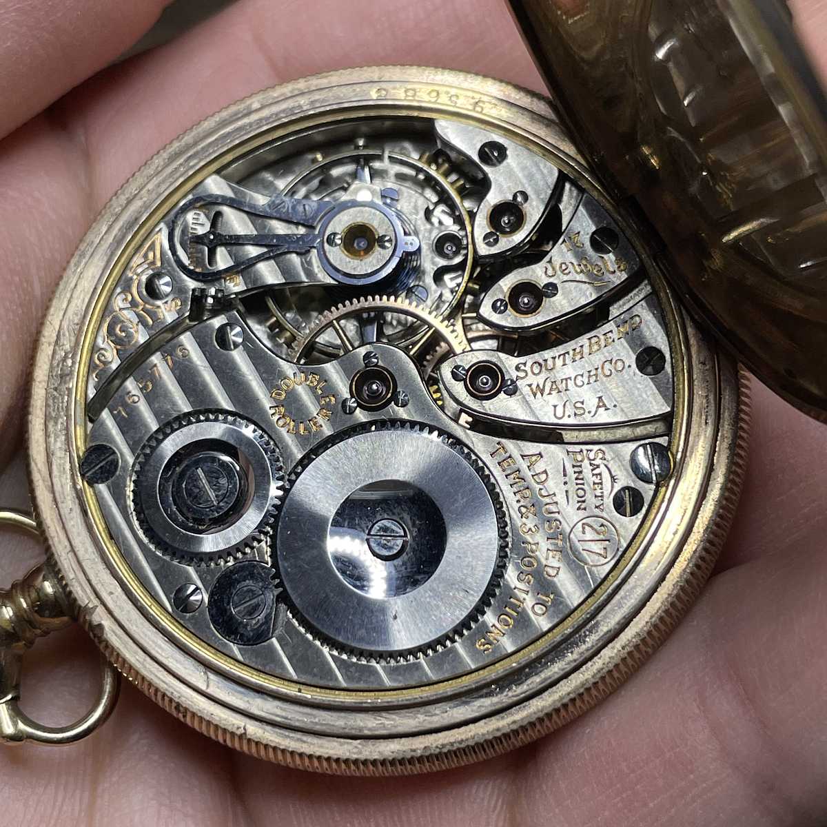 1912 South Bend Watch Grade 215 Movement in pocket watch case
